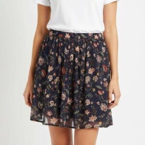 Hollister Pull On Navy Floral Print Short Skirt Size Small